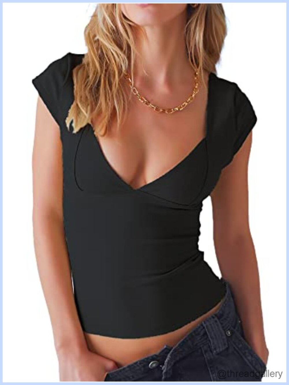Women's Deep V Neck Backless Nylon Spandex Slim Fit Y2k Crop Top